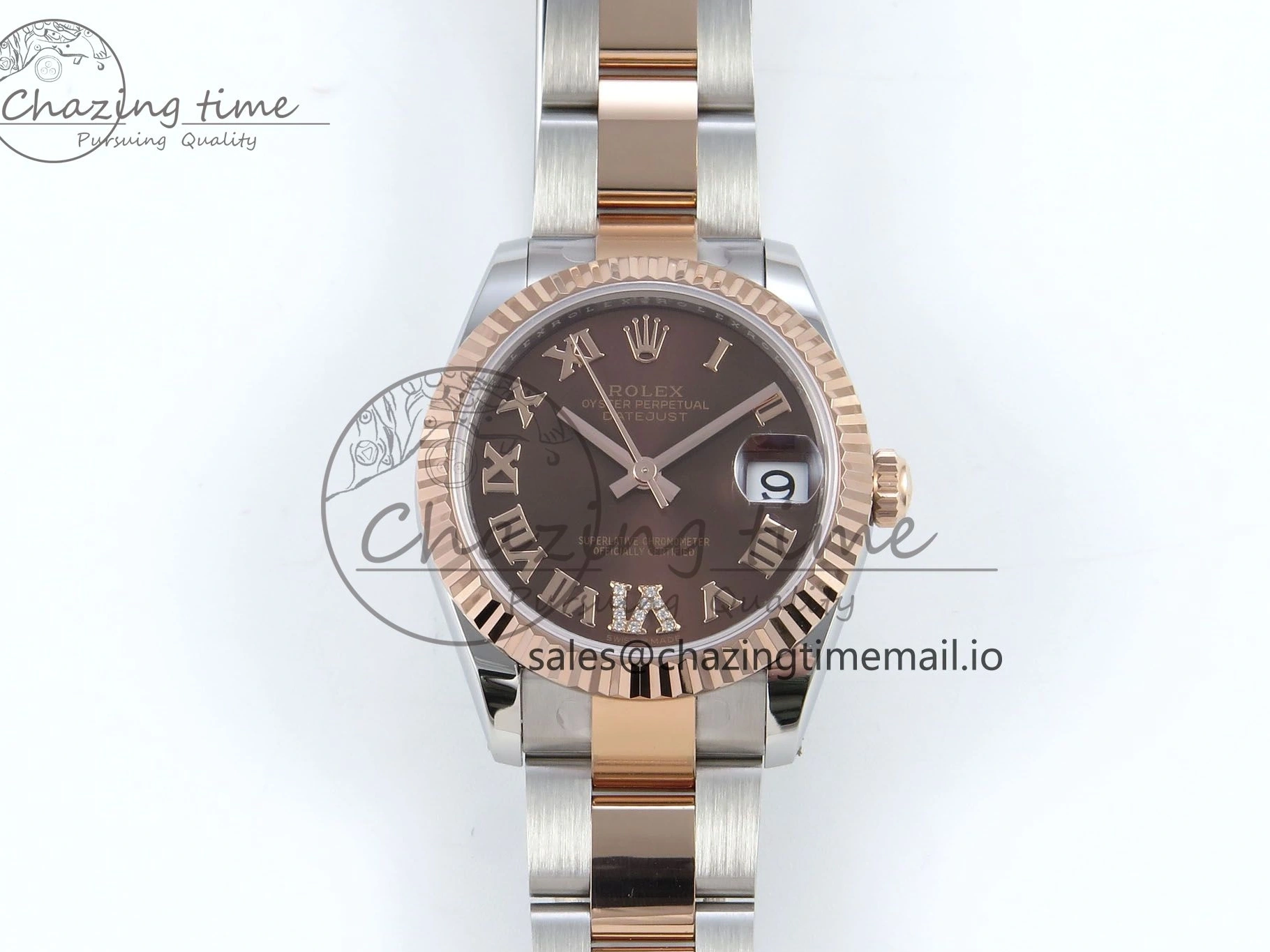 MiroTime 0504 DateJust 31 278271 ARF 1:1 Best Edition 904L Steel Brown Roman Diamonds Dial on SS RG Oyster Bracelet ETA SmartChoice 520